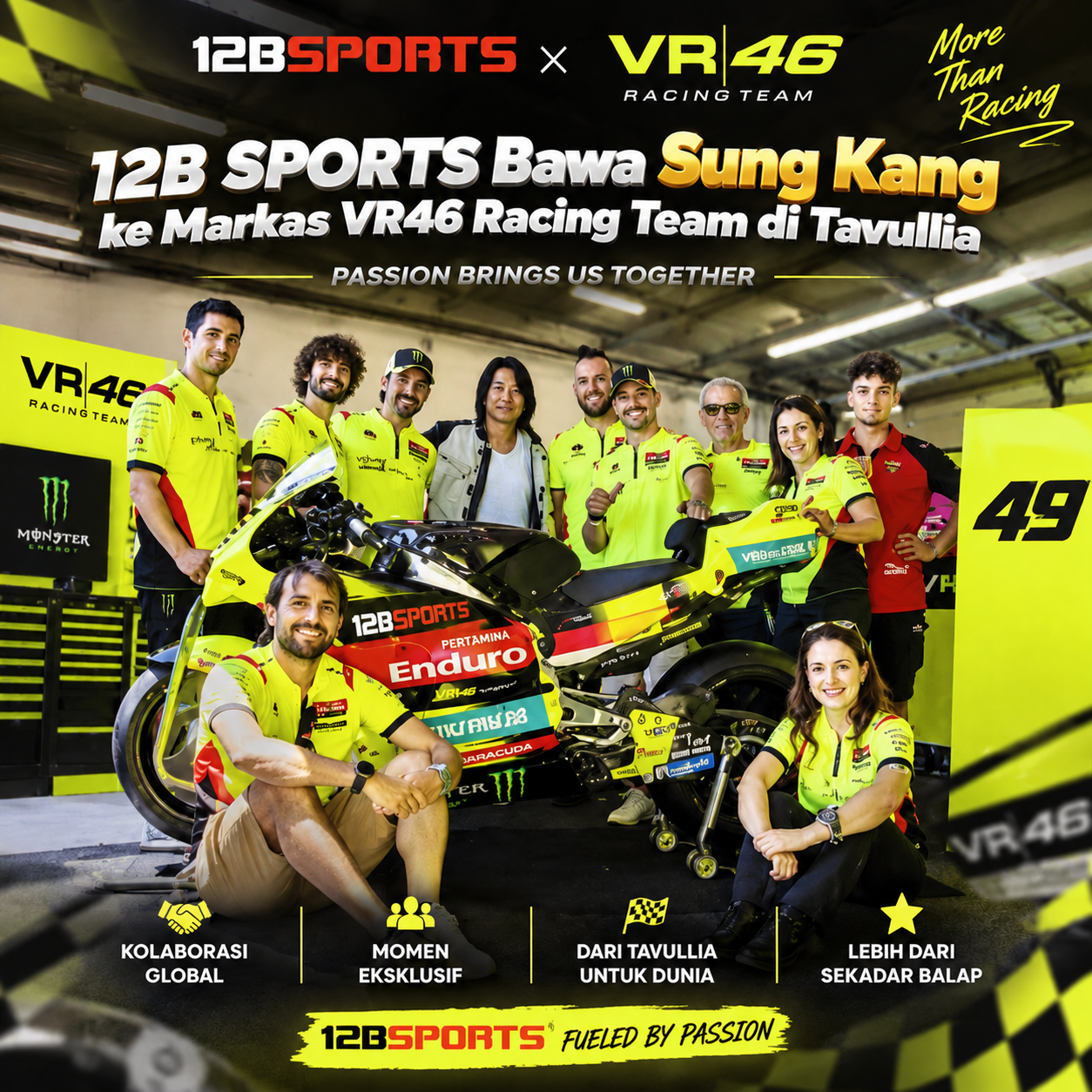12B SPORTS Bawa Sung Kang ke Markas VR46 Racing Team di Tavullia