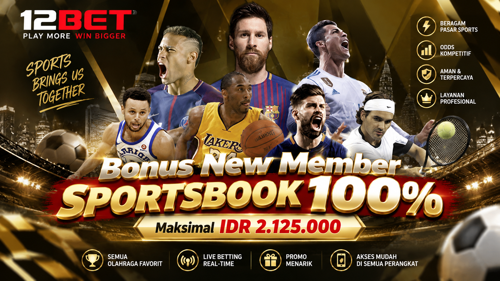 Bonus New Member Sportsbook 100% — Maksimal IDR 2.125.000